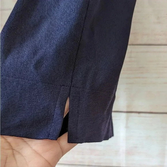Exclusively Misook Classic Knit Silky Pull-On Pants Blue Purple Side Slit - Picture 5 of 10